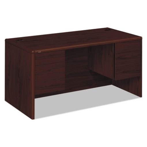 Picture of 10700 Series Double Pedestal Desk With Three-Quarter Height Pedestals, 60" X 30" X 29.5", Mahogany
