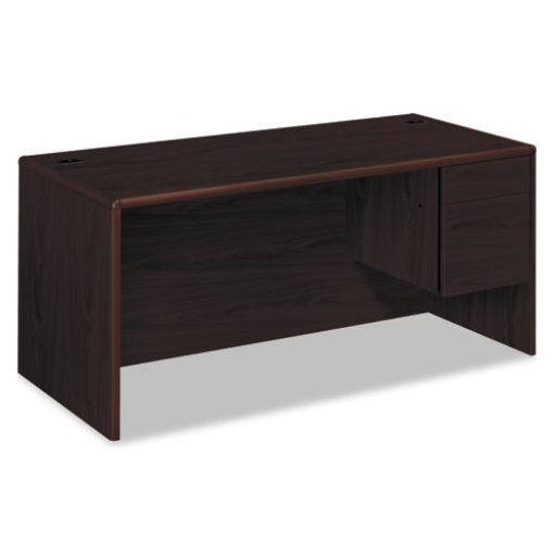 Picture of 10700 Series "l" Workstation Desk With Three-Quarter Height Pedestal On Right, 66" X 30" X 29.5", Mahogany