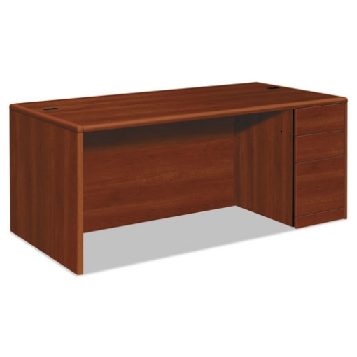 Picture of 10700 Series Single Pedestal Desk With Full-Height Pedestal On Right, 72" X 36" X 29.5", Cognac