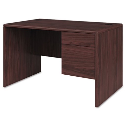 Picture of 10700 Series Single Pedestal Desk With Three-Quarter Height Right Pedestal, 48" X 30" X 29.5", Mahogany