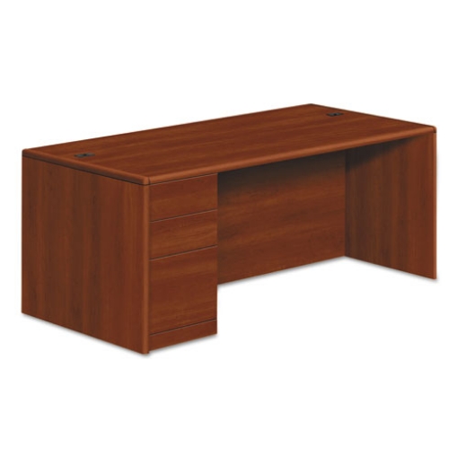 Picture of 10700 Series Single Pedestal Desk With Full-Height Pedestal On Left, 72" X 36" X 29.5", Cognac