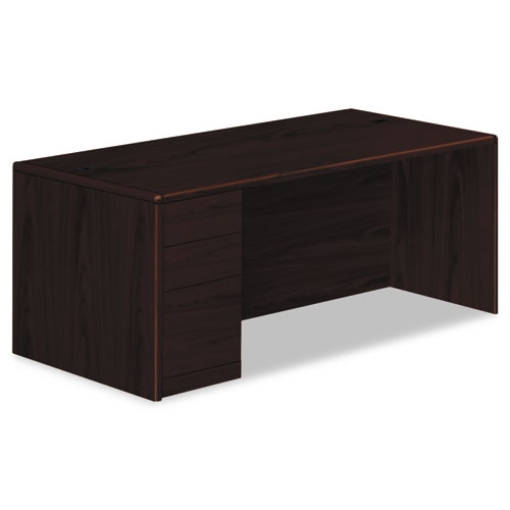 Picture of 10700 Series Single Pedestal Desk With Full-Height Pedestal On Left, 72" X 36" X 29.5", Mahogany