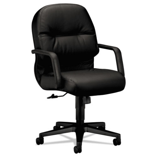 Picture of Pillow-Soft 2090 Series Leather Managerial Mid-Back Swivel/tilt Chair, Supports 300 Lb, 16.75" To 21.25" Seat Height, Black