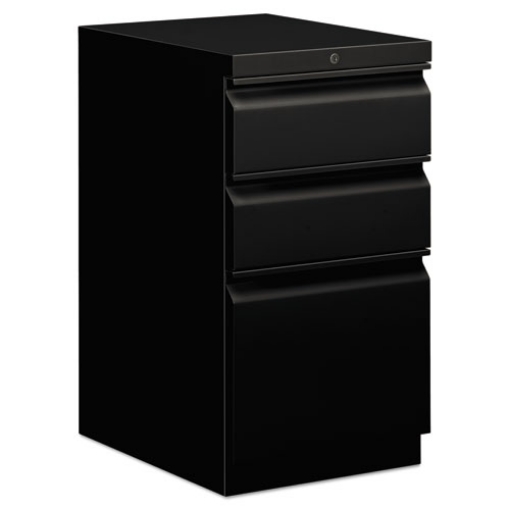 Picture of Brigade Mobile Pedestal With Pencil Tray Insert, Left Or Right, 3-Drawers: Box/box/file, Letter, Black, 15" X 19.88" X 28"