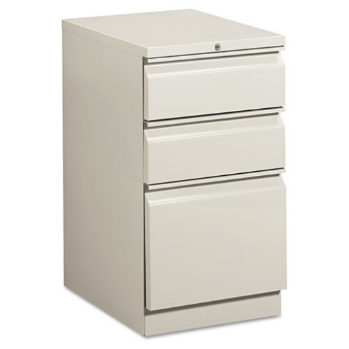 Picture of Brigade Mobile Pedestal With Pencil Tray Insert, Left/right, 3-Drawers: Box/box/file, Letter, Light Gray, 15" X 19.88" X 28"