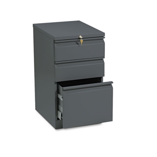 Picture of Brigade Mobile Pedestal With Pencil Tray Insert, Left/right, 3-Drawers: Box/box/file, Letter, Charcoal, 15" X 19.88" X 28"