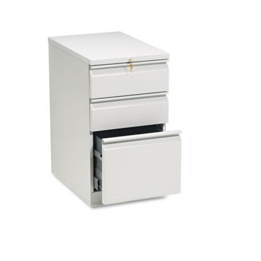 Picture of Brigade Mobile Pedestal With Pencil Tray Insert, Left/right, 3-Drawers: Box/box/file, Letter, Light Gray, 15" X 22.88" X 28"