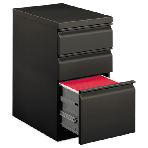 Picture of Brigade Mobile Pedestal With Pencil Tray Insert, Left/right, 3-Drawers: Box/box/file, Letter, Charcoal, 15" X 22.88" X 28"