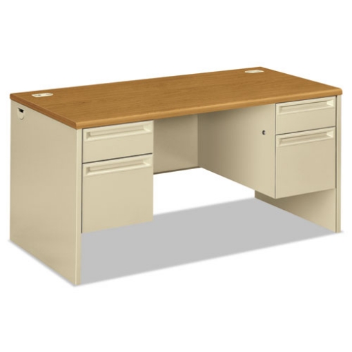 Picture of 38000 Series Double Pedestal Desk, 60" X 30" X 29.5", Harvest/putty