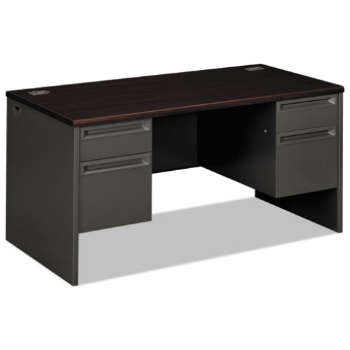 Picture of 38000 Series Double Pedestal Desk, 60" X 30" X 29.5", Mahogany/charcoal