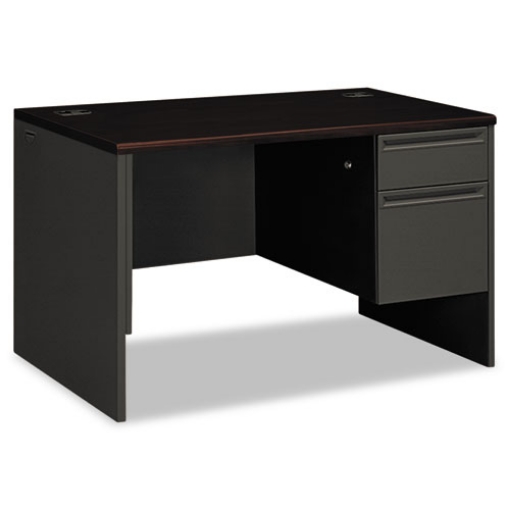 Picture of 38000 Series Right Pedestal Desk, 48" X 30" X 29.5", Mahogany/charcoal