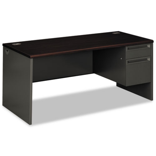 Picture of 38000 Series Right Pedestal Desk, 66" X 30" X 29.5", Mahogany/charcoal