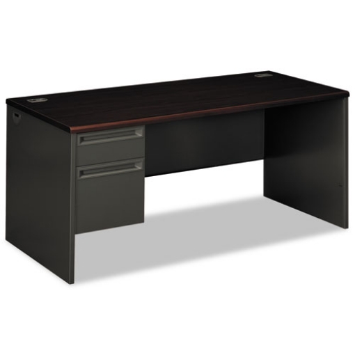 Picture of 38000 Series Left Pedestal Desk, 66" X 30" X 29.5", Mahogany/charcoal