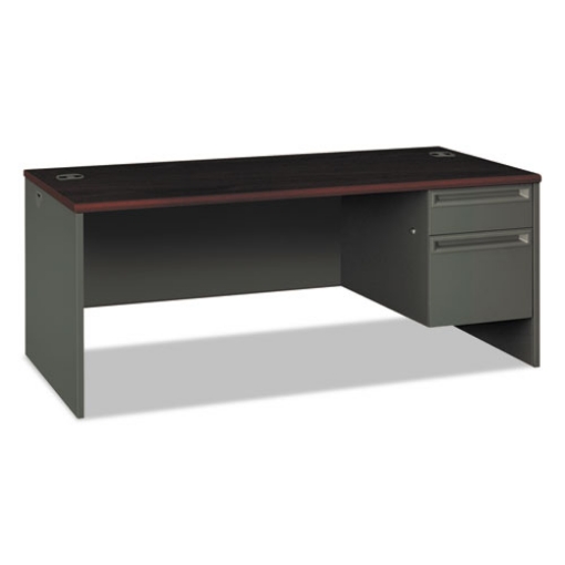 Picture of 38000 Series Right Pedestal Desk, 72" X 36" X 29.5", Mahogany/charcoal