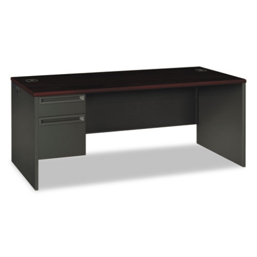 Picture of 38000 Series Left Pedestal Desk, 72" X 36" X 29.5", Mahogany/charcoal