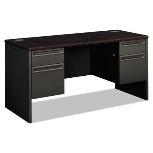 Picture of 38000 Series Kneespace Credenza, 60w X 24d X 29.5h, Mahogany/charcoal