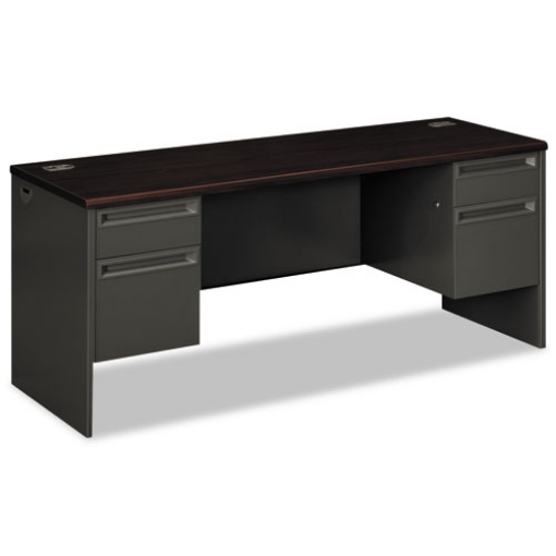 Picture of 38000 Series Kneespace Credenza, 72w X 24d X 29.5h, Mahogany/charcoal