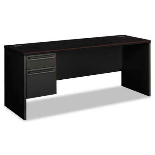 Picture of 38000 Series Left Pedestal Credenza, 72w X 24d X 29.5h, Mahogany/charcoal