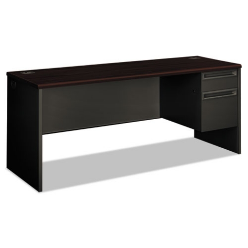 Picture of 38000 Series Right Pedestal Credenza, 72w X 24d X 29.5h, Mahogany/charcoal