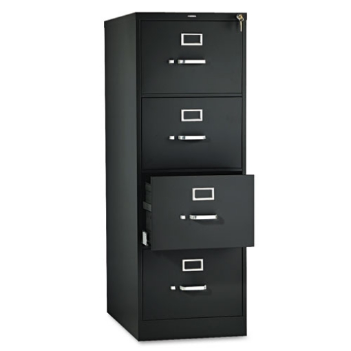 Picture of 510 Series Vertical File, 4 Legal-Size File Drawers, Black, 18.25" X 25" X 52"