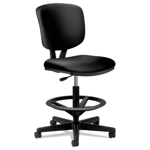 Picture of Volt Series Leather Adjustable Task Stool, Supports Up To 275 Lb, 22.88" To 32.38" Seat Height, Black