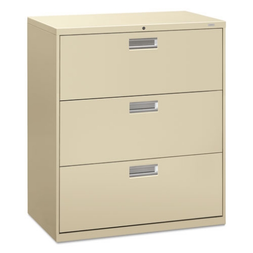 Picture of Brigade 600 Series Lateral File, 3 Legal/letter-Size File Drawers, Putty, 36" X 18" X 39.13"