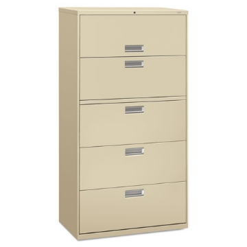 Picture of Brigade 600 Series Lateral File, 4 Legal/letter-Size File Drawers, 1 Roll-Out File Shelf, Putty, 36" X 18" X 64.25"