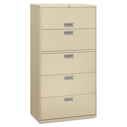 Picture of Brigade 600 Series Lateral File, 4 Legal/letter-Size File Drawers, 1 Roll-Out File Shelf, Putty, 36" X 18" X 64.25"