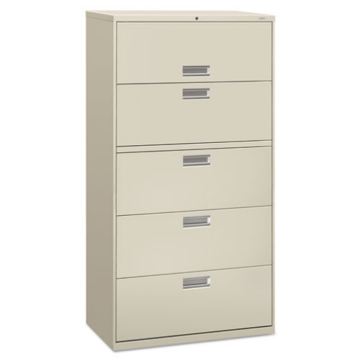 Picture of Brigade 600 Series Lateral File, 4 Legal/letter-Size File Drawers, 1 Roll-Out File Shelf, Light Gray, 36" X 18" X 64.25"