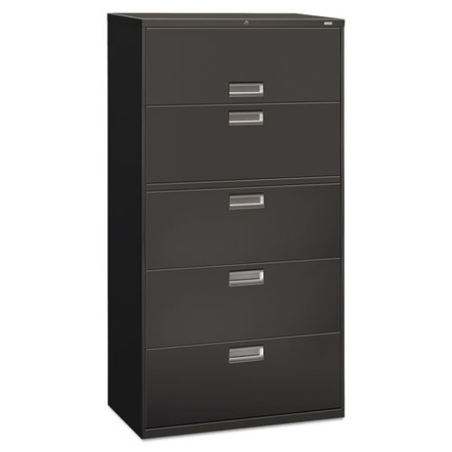 Picture of Brigade 600 Series Lateral File, 4 Legal/letter-Size File Drawers, 1 Roll-Out File Shelf, Charcoal, 36" X 18" X 64.25"