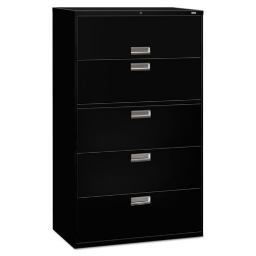 Picture of Brigade 600 Series Lateral File, 4 Legal/letter-Size File Drawers, 1 Roll-Out File Shelf, Black, 42" X 18" X 64.25"