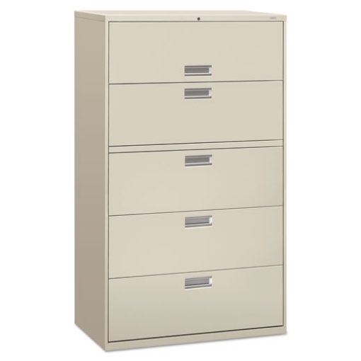 Picture of Brigade 600 Series Lateral File, 4 Legal/letter-Size File Drawers, 1 Roll-Out File Shelf, Light Gray, 42" X 18" X 64.25"