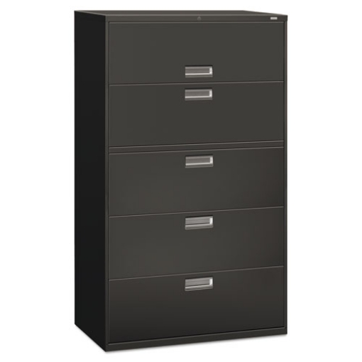 Picture of Brigade 600 Series Lateral File, 4 Legal/letter-Size File Drawers, 1 Roll-Out File Shelf, Charcoal, 42" X 18" X 64.25"