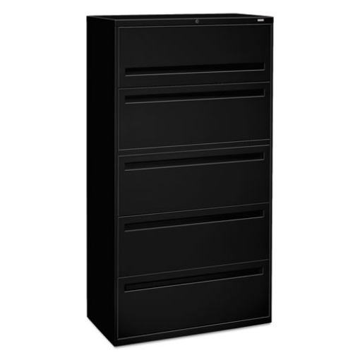 Picture of Brigade 700 Series Lateral File, 4 Legal/letter-Size File Drawers, 1 File Shelf, 1 Post Shelf, Black, 36" X 18" X 64.25"