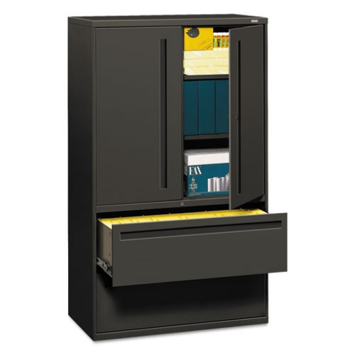 Picture of Brigade 700 Series Lateral File, Three-Shelf Enclosed Storage, 2 Legal/letter-Size File Drawers, Charcoal, 42" X 18" X 64.25"