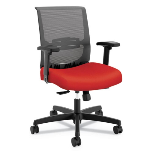 Picture of Convergence Mid-Back Task Chair, Synchro-Tilt And Seat Glide, Supports Up To 275 Lb, Red Seat, Black Back/base