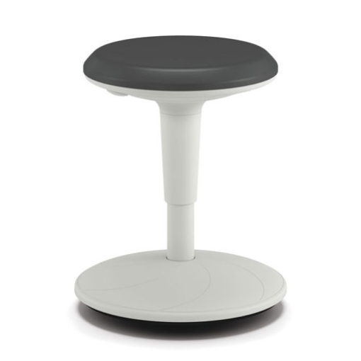 Picture of Revel Adjustable Height Fidget Stool, Backless, Supports Up to 250 lb, 13.75" to 18.5" Seat Height, Charcoal Seat, White Base