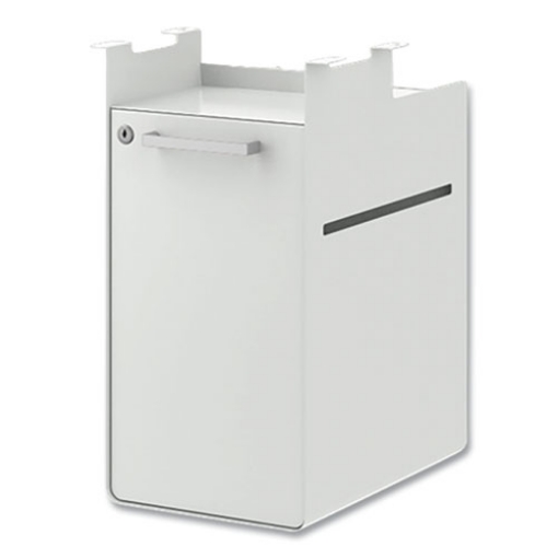 Picture of Fuse Undermount Storage Pedestal, 1 Open Shelf and 1 Cubby, Left/Right Orientation, Designer White, 10" x 14.37" x 20"