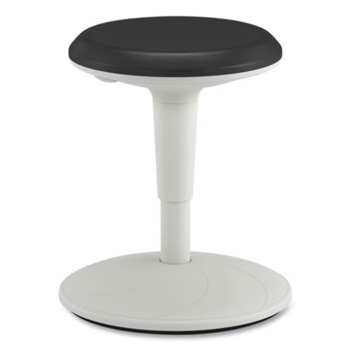 Picture of Revel Adjustable Ht Fidget Stool, Backless,Up to 250lb, 13.75" to 18.5" Seat Ht,Black Seat/White Base, Ships in 7-10 Bus Days