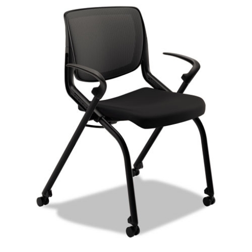 Picture of motivate nesting/stacking flex-back chair, supports up to 300 lb, 19.25" seat height, onyx seat, black back, charblack base