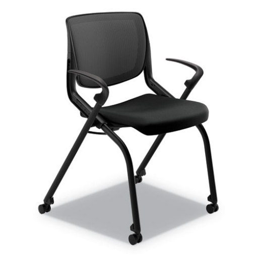 Picture of motivate nesting/stacking flex-back chair, supports up to 300 lb, 19" seat height, onyx seat, black back, black base