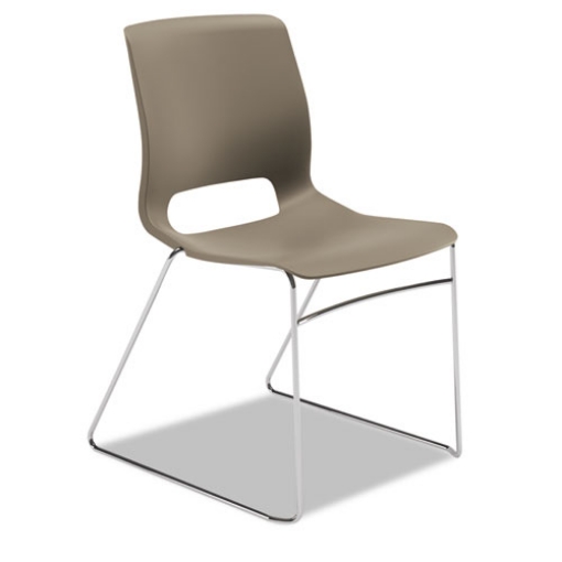 Picture of motivate high-density stacking chair, supports 300 lb, 17.75" seat height, shadow seat, shadow back, chrome base, 4/carton