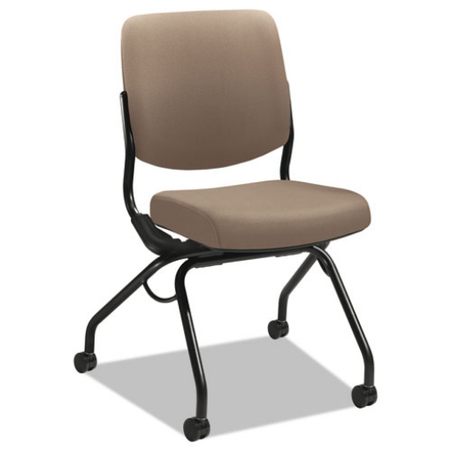 Picture of perpetual series folding nesting chair, supports up to 300 lb, 19.13" seat height, morel seat, morel back, black base