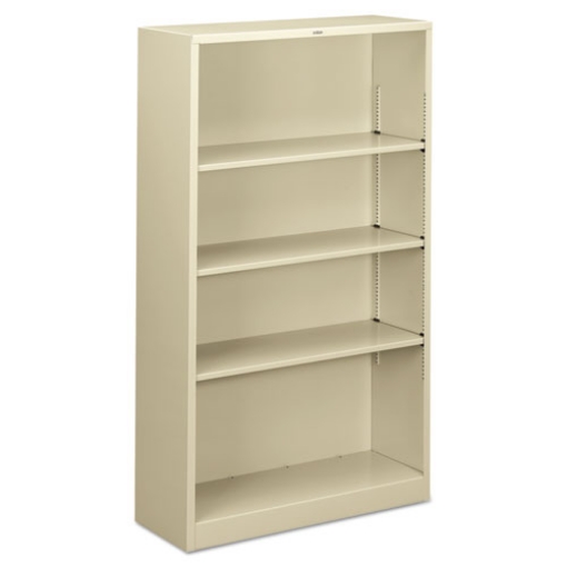 Picture of Metal Bookcase, Four-Shelf, 34.5w x 12.63d x 59h, Putty