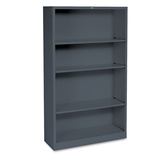 Picture of Metal Bookcase, Four-Shelf, 34.5w x 12.63d x 59h, Charcoal