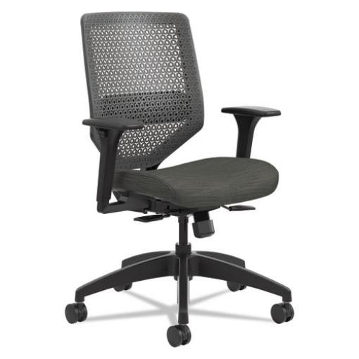 Picture of Solve Series Reactiv Back Task Chair, Supports Up To 300 Lb, 18" To 23" Seat Height, Ink Seat, Charcoal Back, Black Base