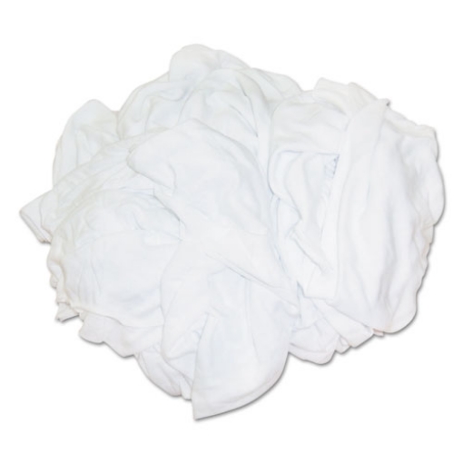 Picture of New Bleached White T-Shirt Rags, Multi-Fabric, 25 Lb Polybag