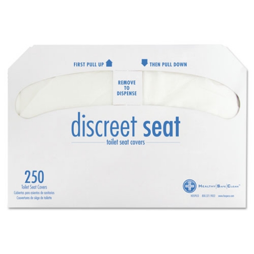 Picture of Discreet Seat Half-Fold Toilet Seat Covers, 14.25 X 16.5, White, 250/pack, 20 Packs/carton