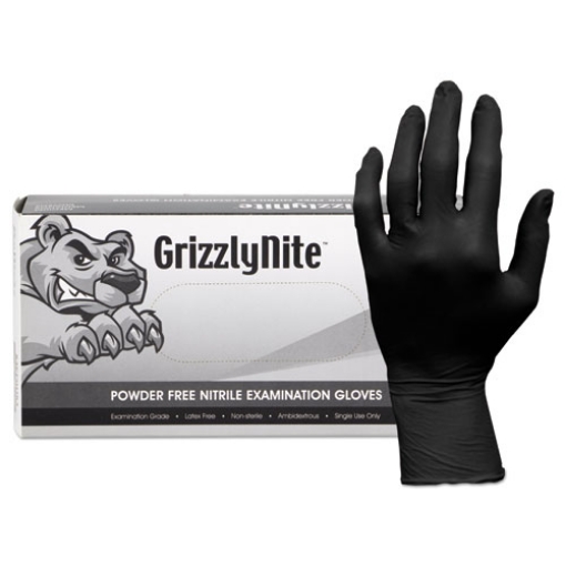 Picture of proworks grizzlynite nitrile gloves, black, medium, 1,000/carton