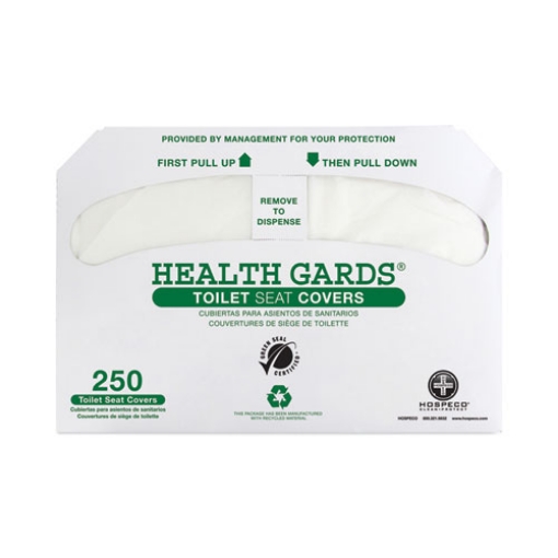 Picture of Health Gards Green Seal Recycled Toilet Seat Covers, 14.25 x 16.75, White, 250 Pack, 20 Packs/Carton